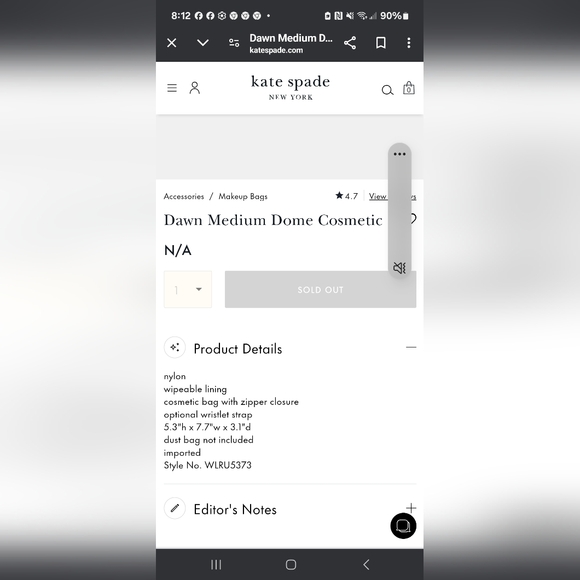 Kate spade gorgous med makeup or clutch new host pick gorgeous tagged dust cover - Picture 8 of 8